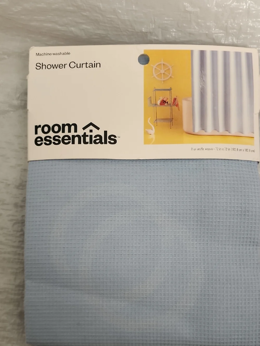 Room Essentials Pale Blue Waffle Weave Shower Curtain